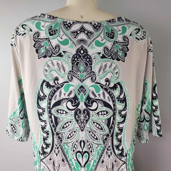 Valerie Stevens embellished top rhinestone stretch short sleeve asymmetr… - Picture 6 of 10